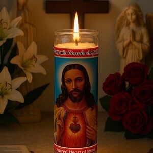 Sacred Heart of Jesus Devotional Prayer 8” Candle NWT